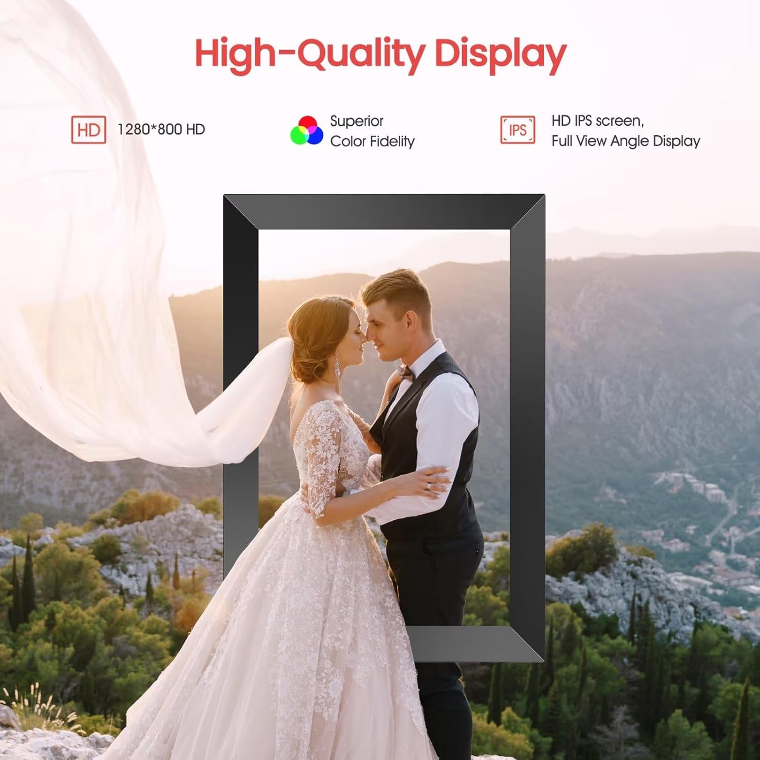 Frameo 10.1 Inch WiFi Digital Picture Frame, 1280x800 HD IPS Touch Screen Photo Frame Electronic, 32GB Memory, Auto-Rotate, Wall Mountable, Share Photos/Videos Instantly via Frameo App from Anywhere - Image 6