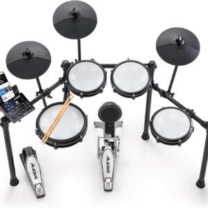 Alesis Nitro Max Kit Electric Drum Set with Quiet Mesh Pads, 10" Dual Zone Snare, Bluetooth, 440+ Authentic Sounds, Drumeo, USB MIDI, Kick Pedal
