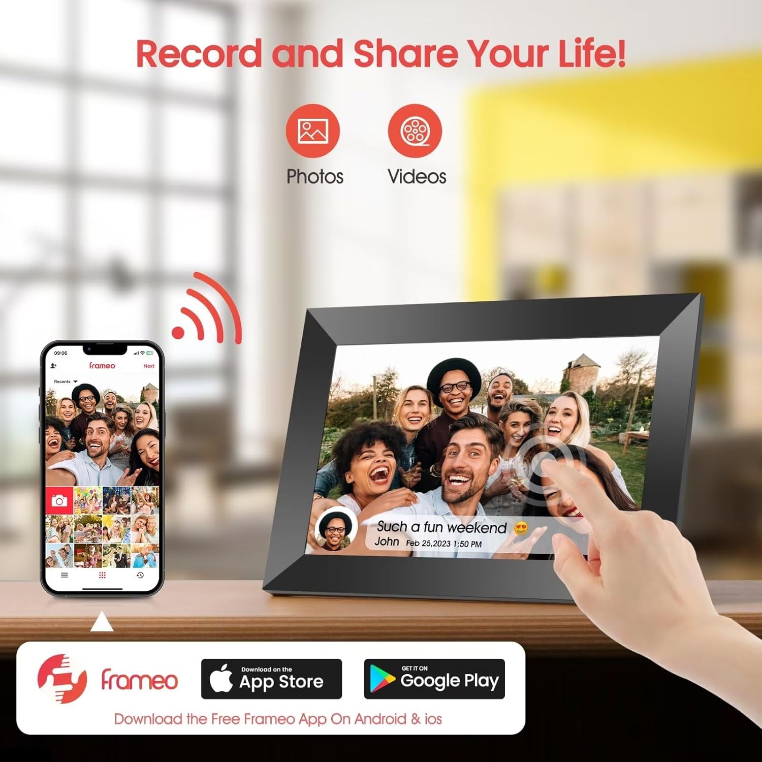 Frameo 10.1 Inch WiFi Digital Picture Frame, 1280x800 HD IPS Touch Screen Photo Frame Electronic, 32GB Memory, Auto-Rotate, Wall Mountable, Share Photos/Videos Instantly via Frameo App from Anywhere - Image 4